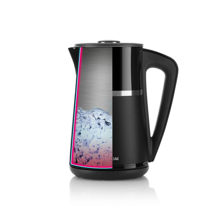 HYUNDAI VK 309 Edelstahl Wasserkocher I Doppelwandiger Wasserkocher I 1.7 Liter I 2200 Watt I 5 Temp