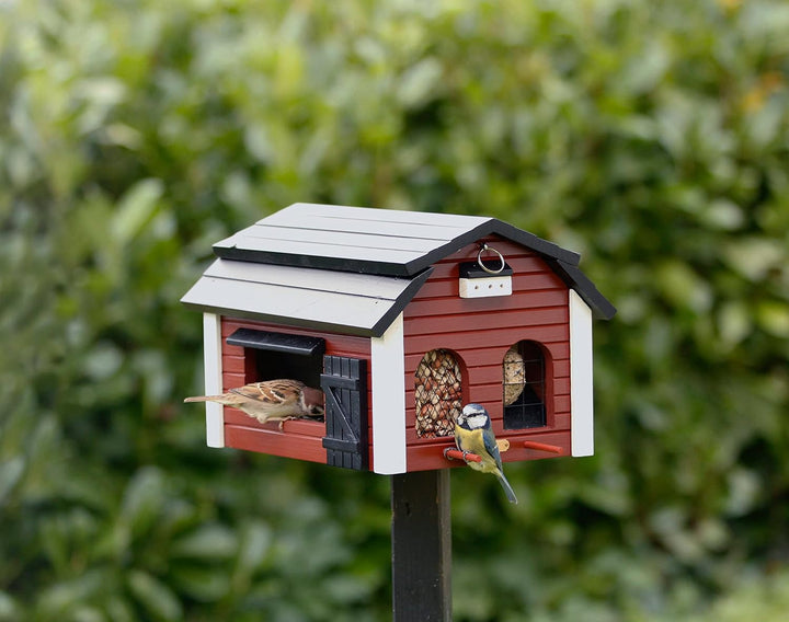 Wildlife Garden WG221 Futterscheune Rot - Vogelfutterhaus aus Holz