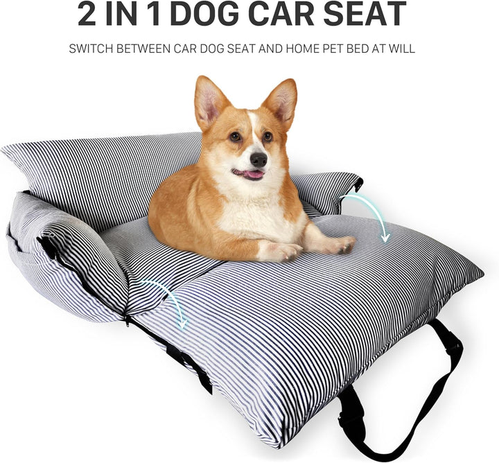 Sicherer Autositz für kleine Hunde, 6 kg – Autokorb mit Gurt, rutschfester Basis &amp; Taschen – abnehmb