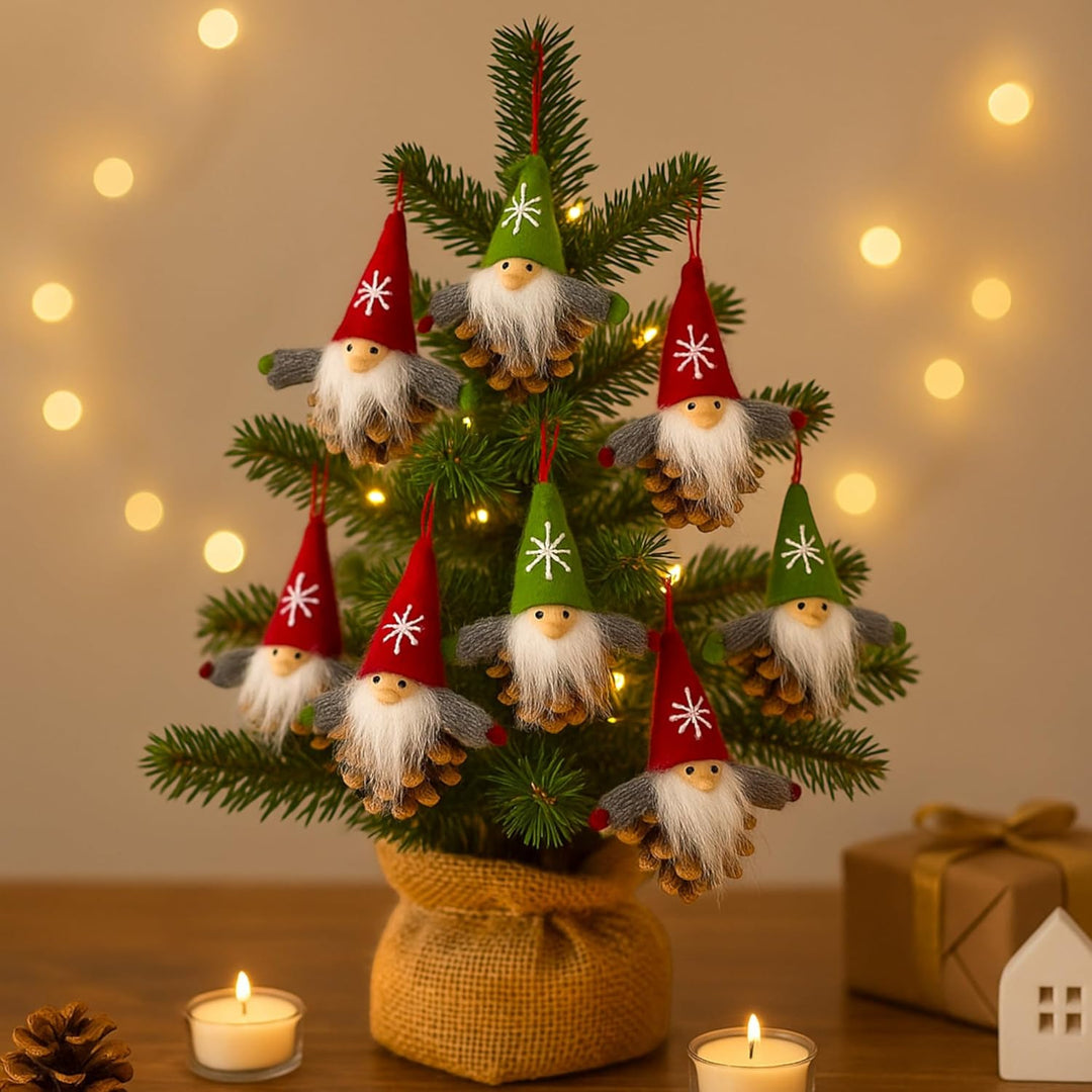 MIJOMA 12er Set Weihnachtswichtel – Handgemachter Baumschmuck aus Holz & Stoff – Deko-Wichtel für Ta