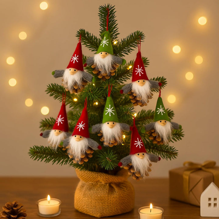 MIJOMA 12er Set Weihnachtswichtel – Handgemachter Baumschmuck aus Holz & Stoff – Deko-Wichtel für Ta