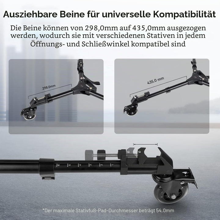 SMALLRIG Universal Fotografie Stativ Wagen, strapazierfähig mit verstellbaren Beinhalterungen und Tr