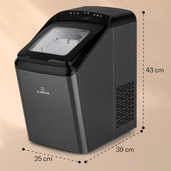 Klarstein Partytime Eiswürfelmaschine - 15kg/24h, 2 Eiswürfelgrössen: S &amp; L, Produktionszeit in 7 Mi