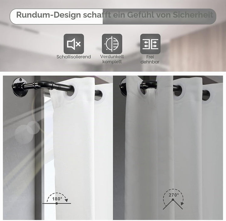 Industrielle Gardinenstange, Verstellbare Vorhangstange Edelstahl Gardinenstangen für Schlafzimmer,