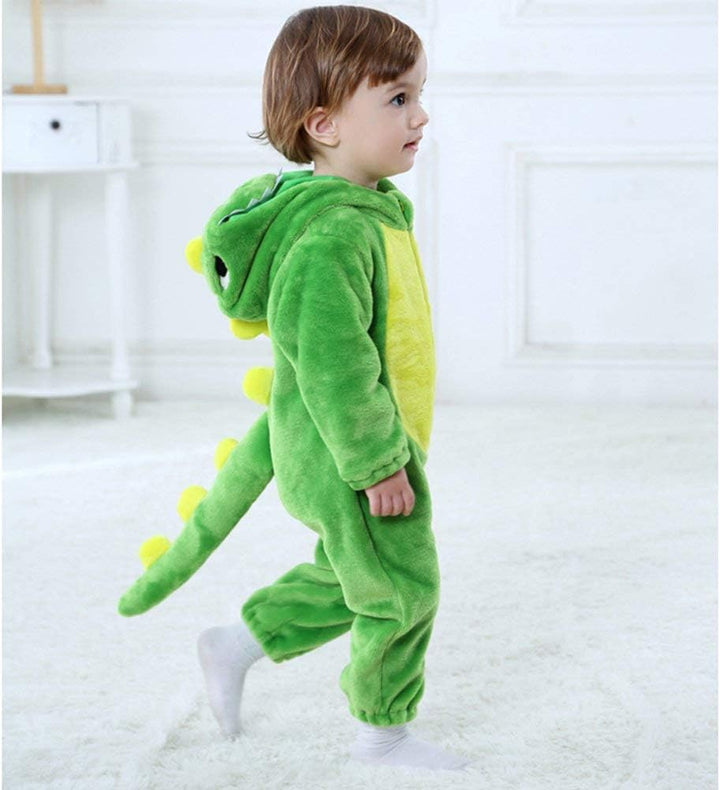 LOLANTA Baby Dinosaurier Drachen Kostüm mit Kapuze, Kinder Flanell Overall, Karneval Kostüm für Klei