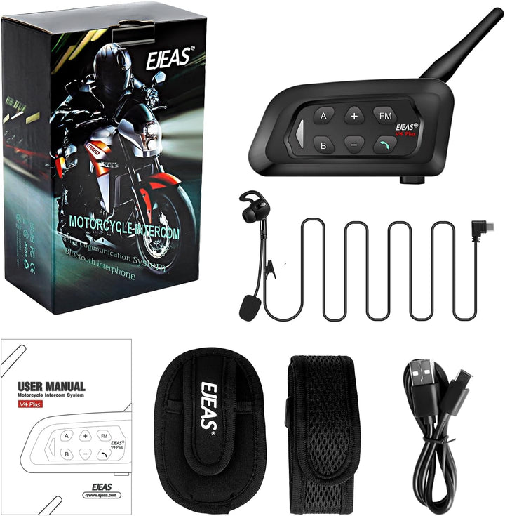 EJEAS V4C Bluetooth Interphone,Nur für Schiedsrichter，1500m Ultra Lange Gegensprechanlage, die für 4