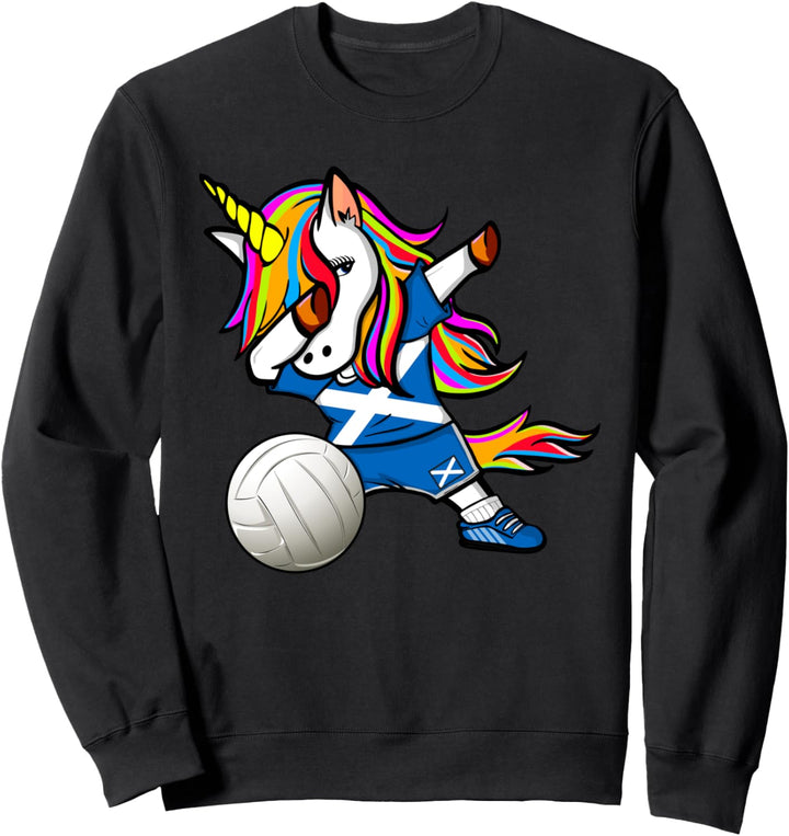 Dabbing Einhorn Schottland Volleyball - Schottische Flagge Sweatshirt