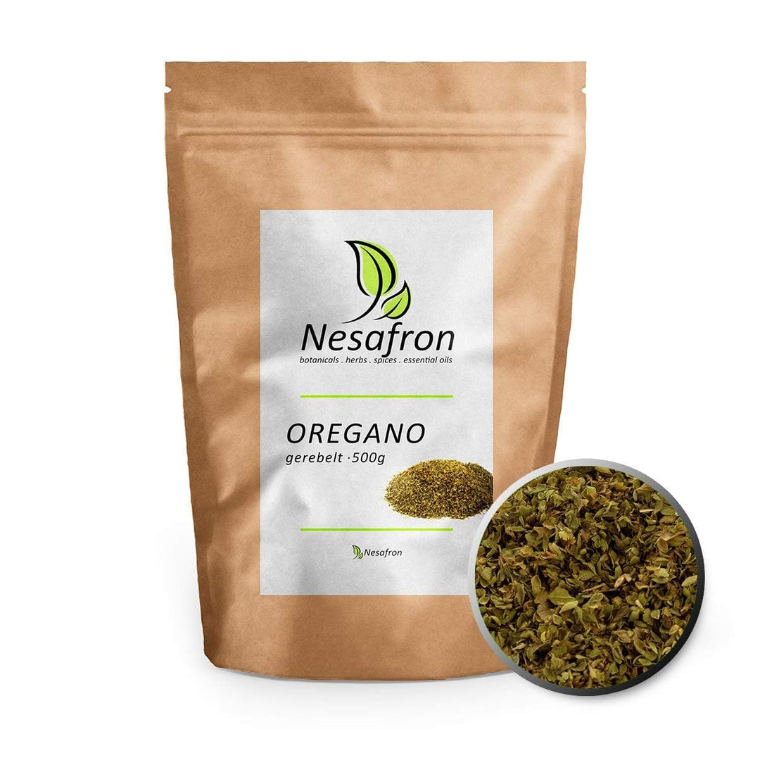 Nesafron Oregano gerebelt Aromatische Kräuter Gewürze zum Kochen, Pasta, Pizza 100% Qualität (500 g)
