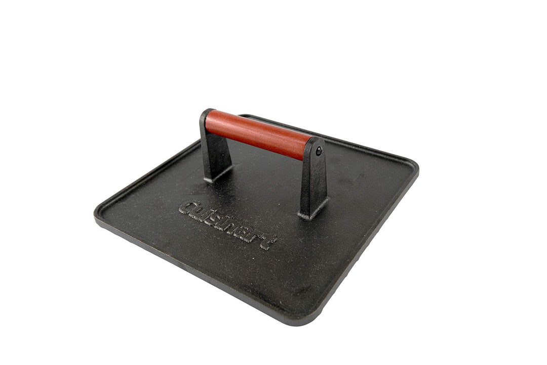 Cuisinart XL Gusseisen-Grillpresse, 25,4 x 25,4 cm, robuste Antihaft-Burger-Steakpresse mit Holzgrif