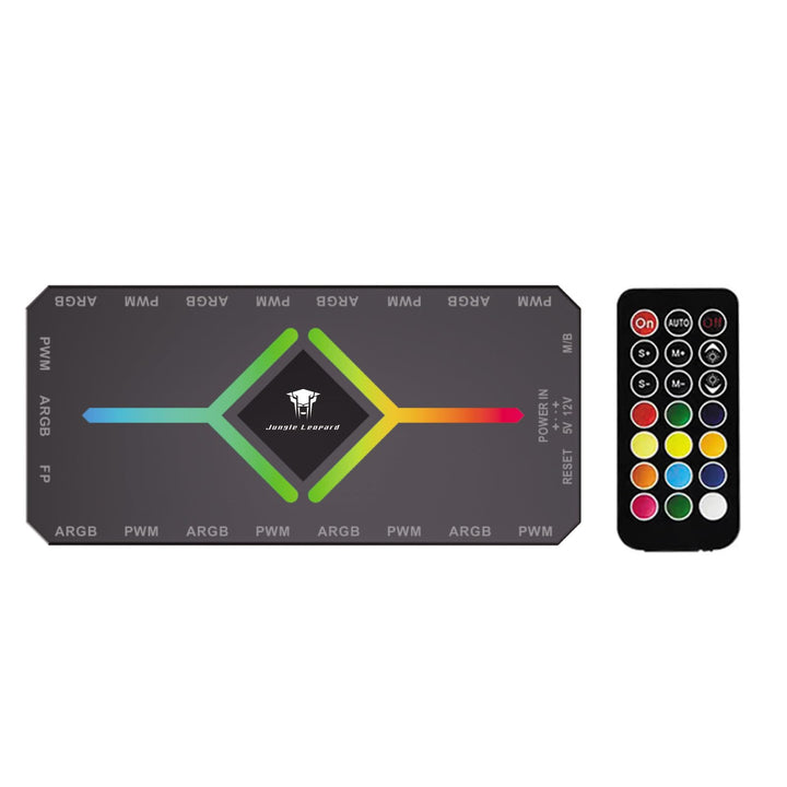 TZMRIT 2-in-1 ARGB PWM Fan Hub mit Controller,9 x 4 Pin PWM Fan Connectors,9 x 5V 3PIN ARGB Ports,Ma