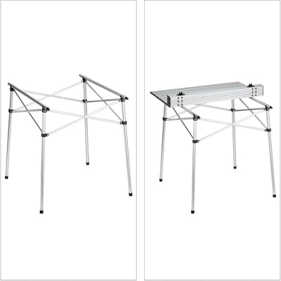 Relaxdays Klapptisch, klappbarer Camping Tisch, HBT: 70 x 70 x 70 cm, Aluminium, Faltbarer Multifunk