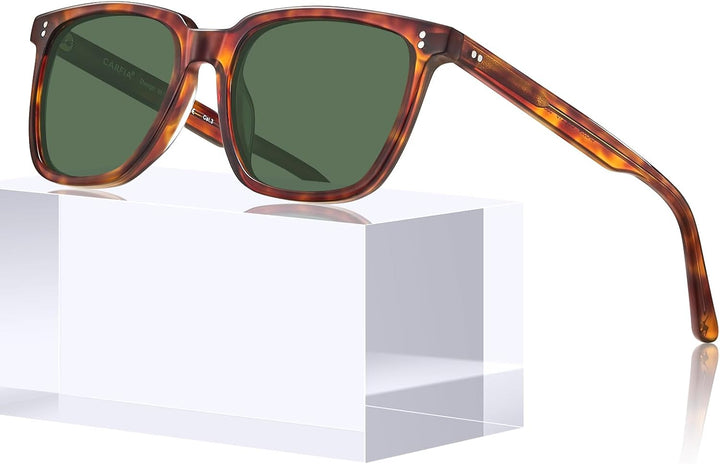 CARFIA Polarisierte Herren Sonnenbrille mit Rechteckig Acetatrahmen, 100% UV-Schutz Sportliche Sonne