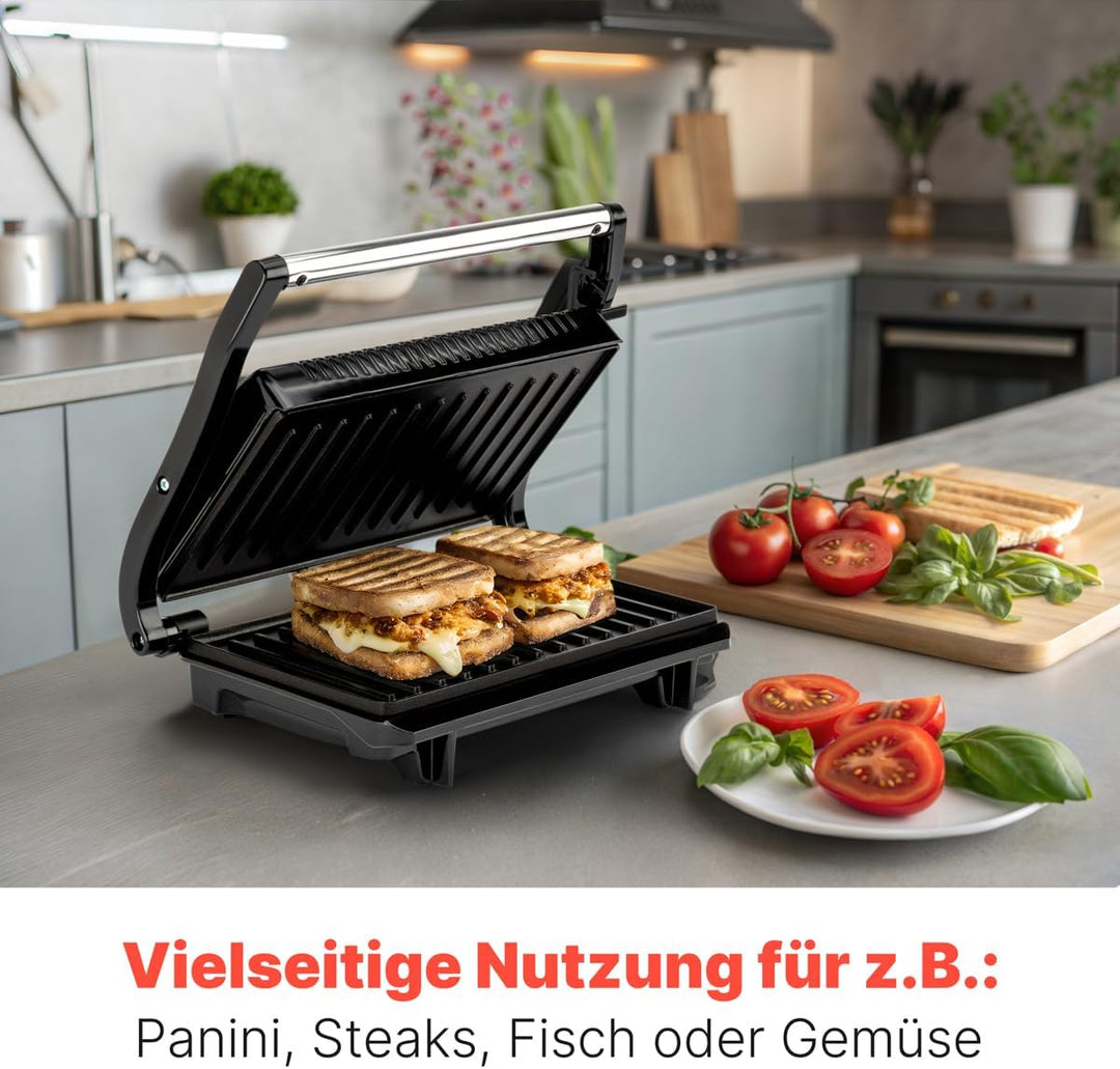 Bomann® Kontaktgrill | beidseitiges fettfreies Grillen | 700W | antihaftbeschichtete Grillplatten |