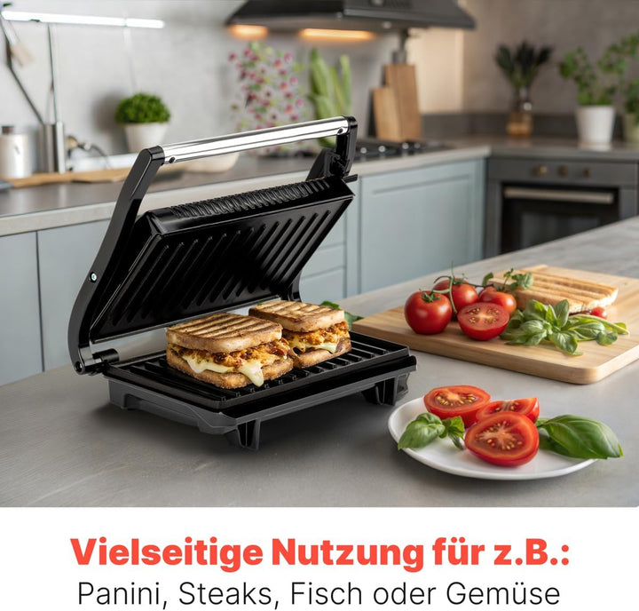 Bomann® Kontaktgrill | beidseitiges fettfreies Grillen | 700W | antihaftbeschichtete Grillplatten |
