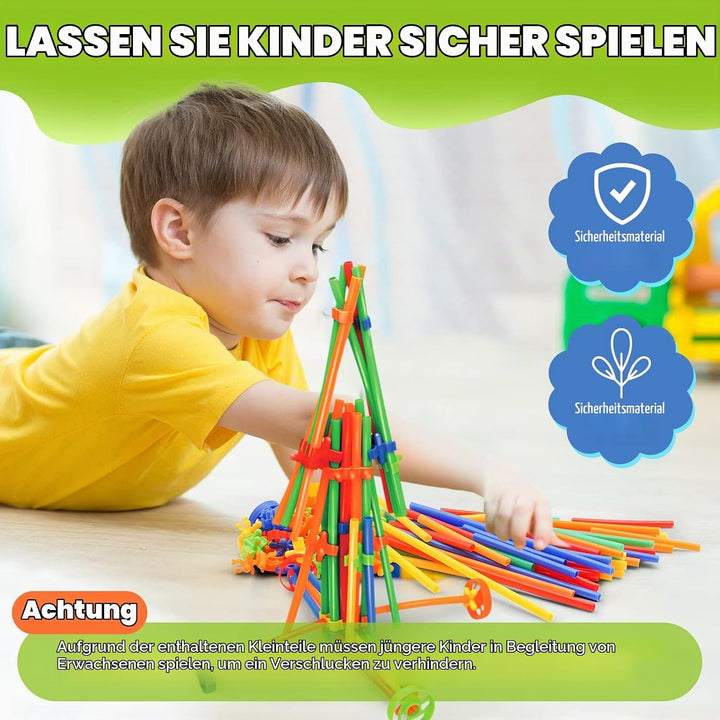 WYSWYG Konstruktionsspielzeug Strohhalme Baustein 560 Stück- Kreative Verbindungsbausteine Spielzeug