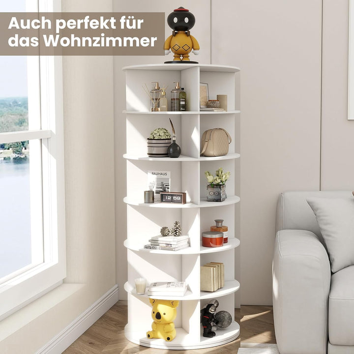 6 Tier Drehbarer Schuhregal 360° drehbares Display weisser Lazy Susan-Organizer Shoe Rack 24 Paar Sc