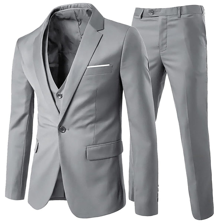 Anzug Herren Slim Fit 3 Teilig Anzüge Herrenanzug Sakko für Hochzeit Business 3XL Hellgrau, 3XL Hell