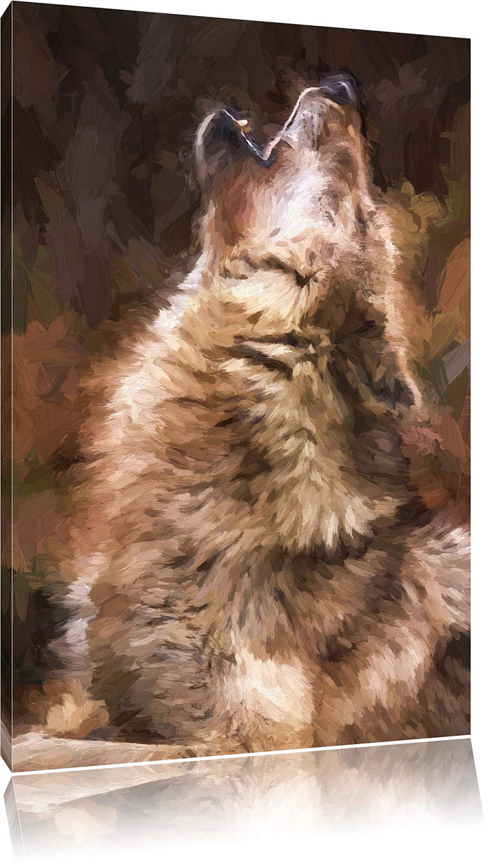 Pixxprint heulende Wölfe als Leinwandbild/Grösse: 100x70 cm/Wandbild/Kunstdruck/fertig bespannt, 100
