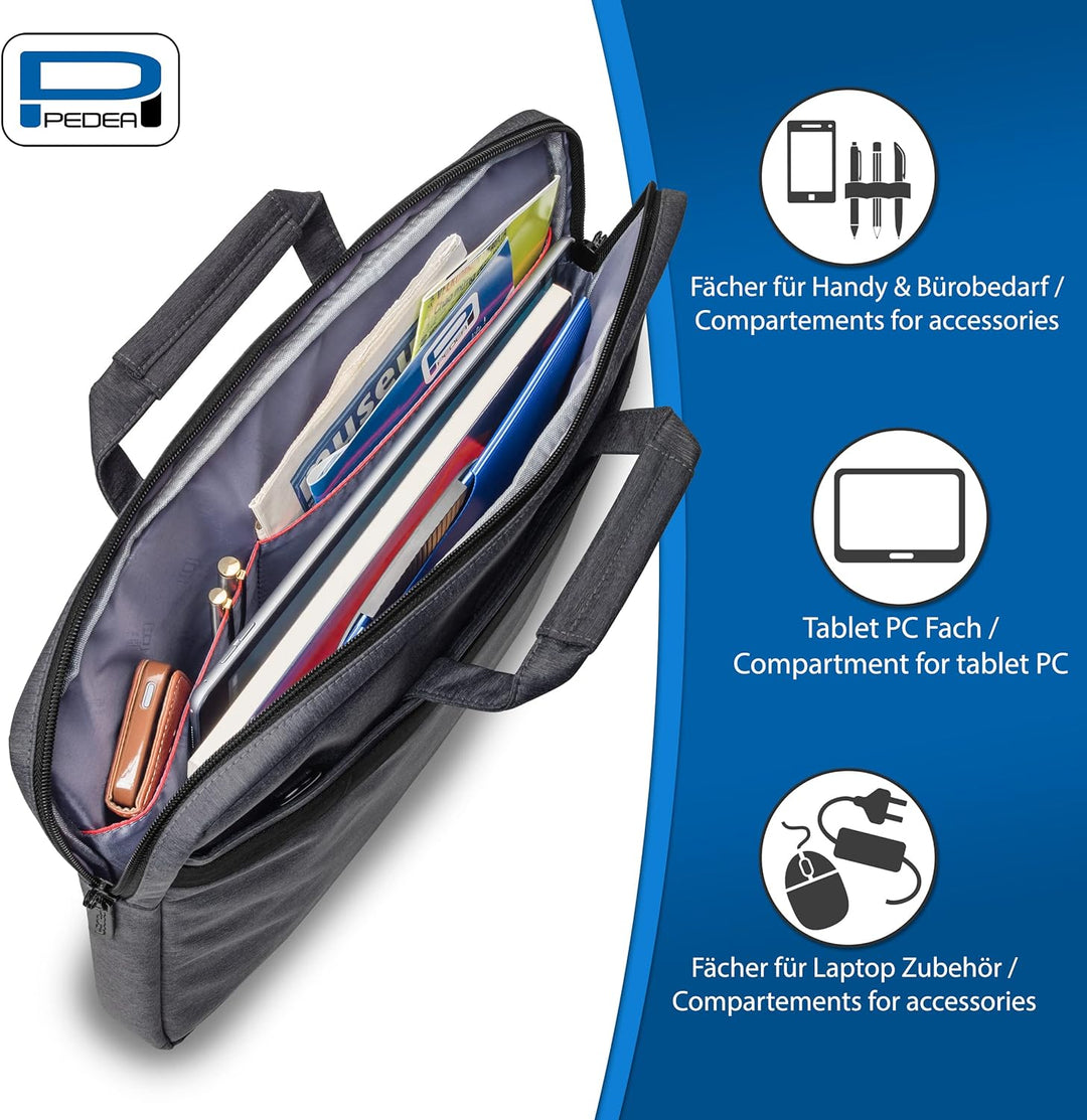 PEDEA Laptoptasche "Elegance" Notebook-Tasche bis 15,6 Zoll (39,6 cm) Umhängetasche mit Schultergurt
