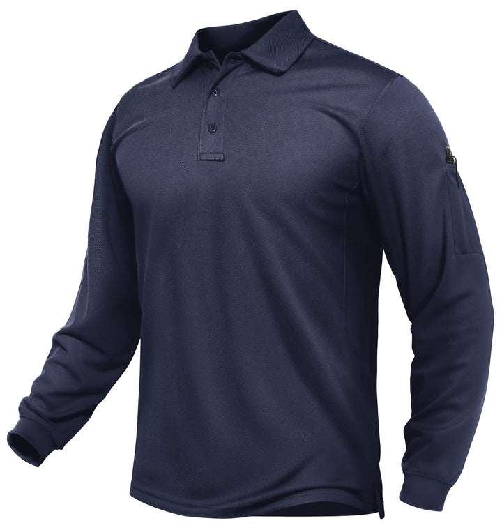 TACVASEN Herren Poloshirt Langarm Golf Tshirts Tactical Shirt Leicht Atmungsaktiv Freizeitshirts mit