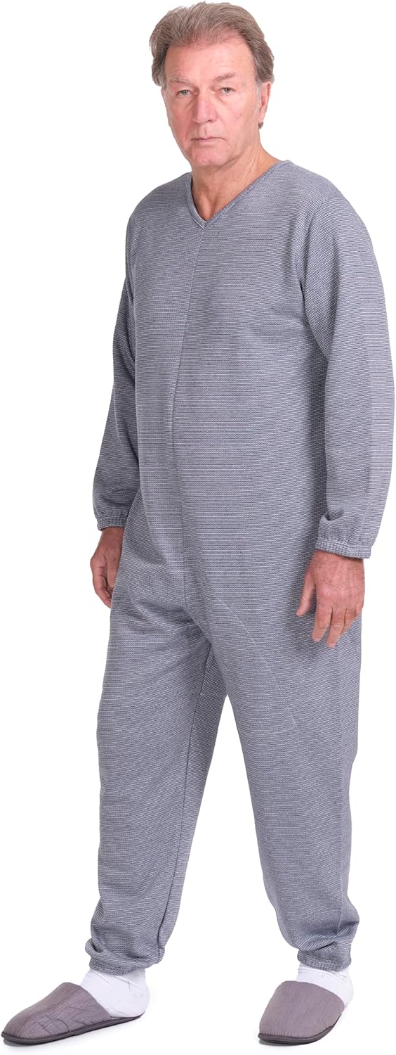 Wintersanitärpyjama mit Rückenreissverschluss - 9014/1 - Für Alzheimer, Inkontinenz, Ältere Männer/F
