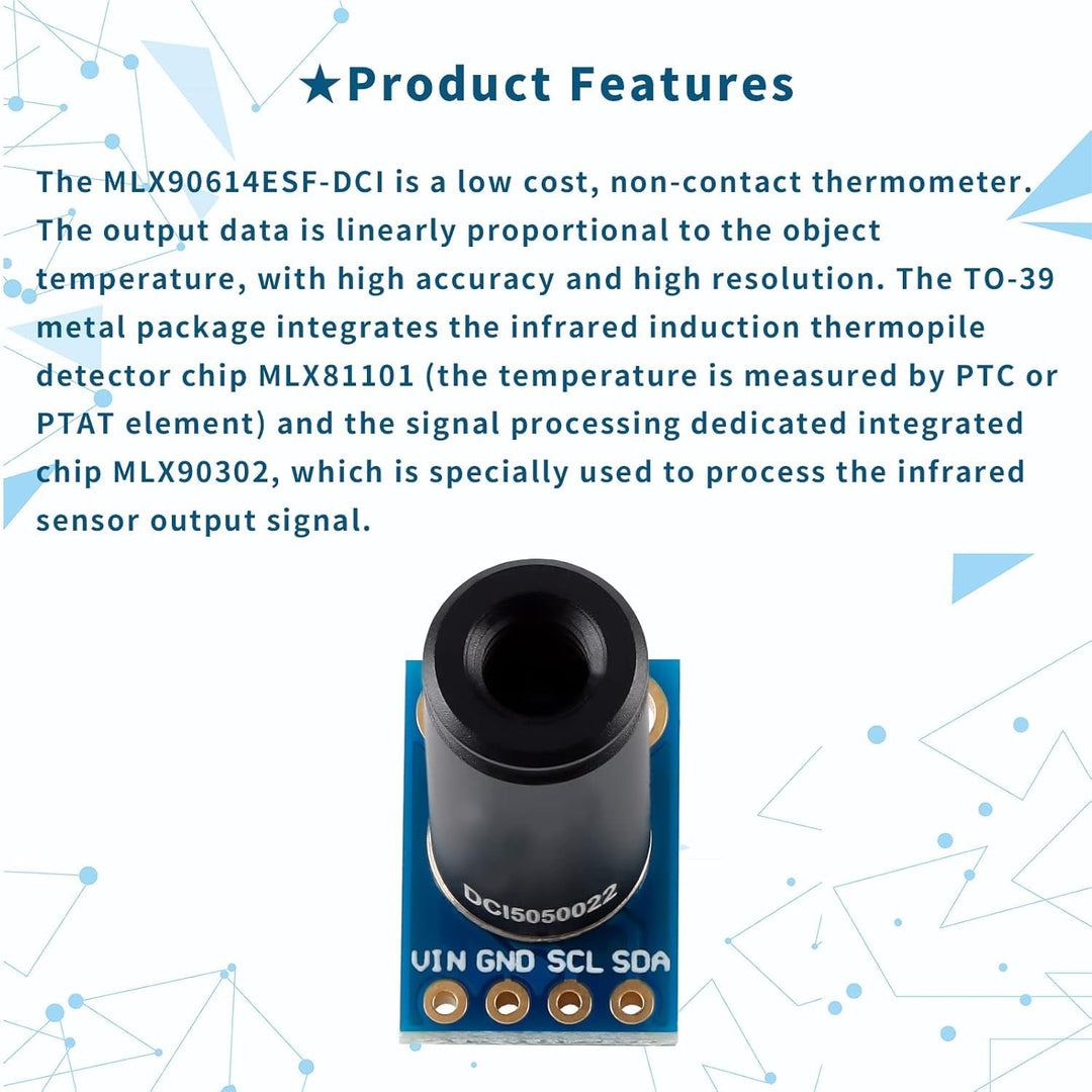 Ticfox Temperatursensor MLX90614-DCI Infrarot-Temperatursensormodul Fernelektronische DIY PCB