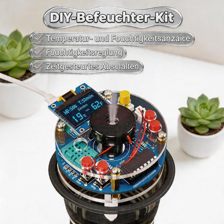 DIY Luftbefeuchter Lötbausatz, Luftbefeuchter Löt Bausatz Erwachsene mit OLED Display, Temperatur, L