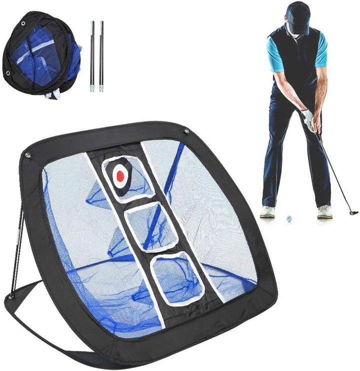 Tragbares Golf-Chipping-Netz Golf-Zielnetz für das Üben im Innen- und Aussenbereich(Schwarz + Blau)