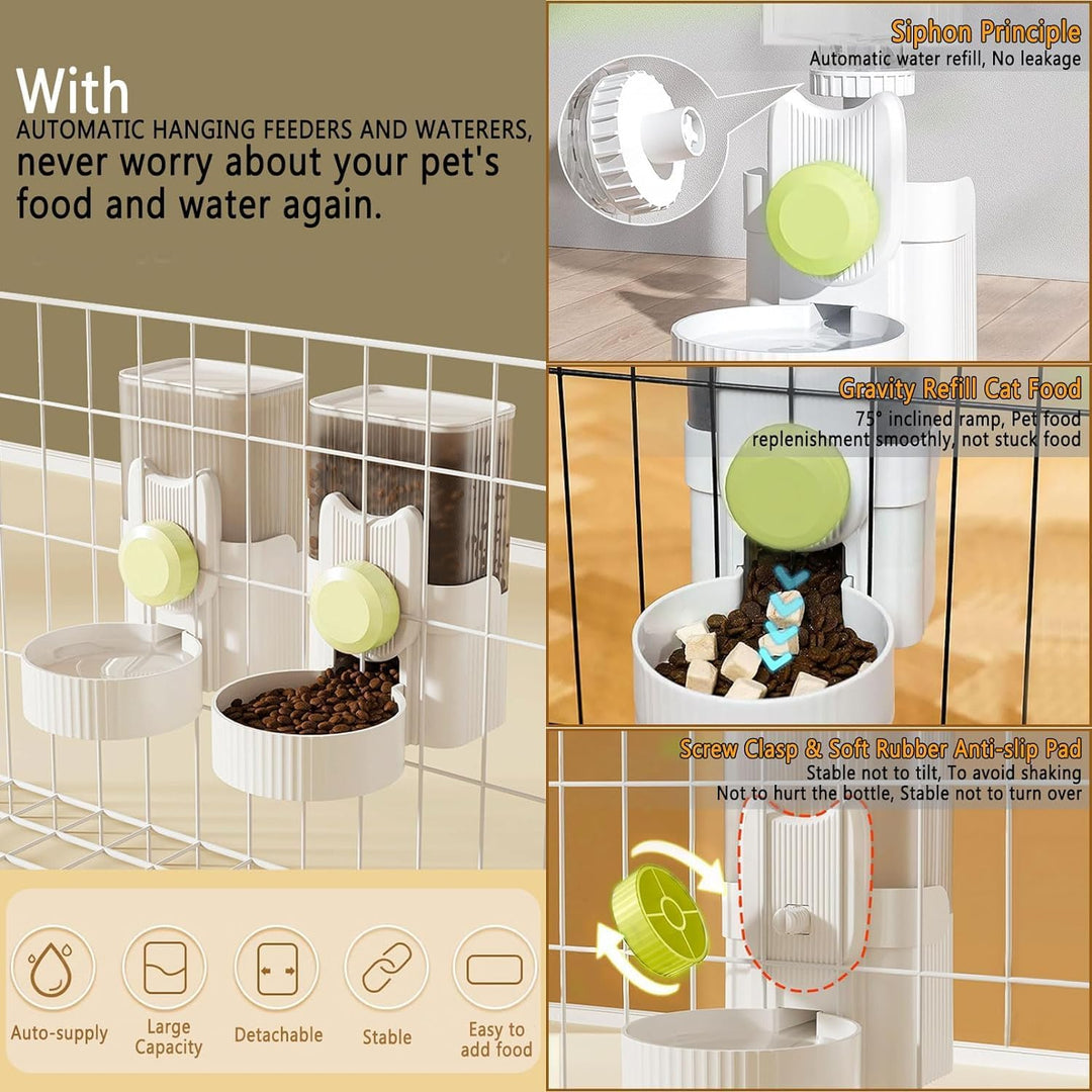 Kathson Rabbit Gravity Auto Feeder Set 35oz Hanging Automatic Food Water Dispenser Cage Automatic Fe