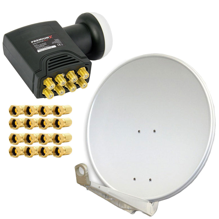 Premium X DELUXE85 Satellitenantenne 85 cm Aluminium in Hellgrau Offset Antenne HDTV 3D 4K Deluxe Oc
