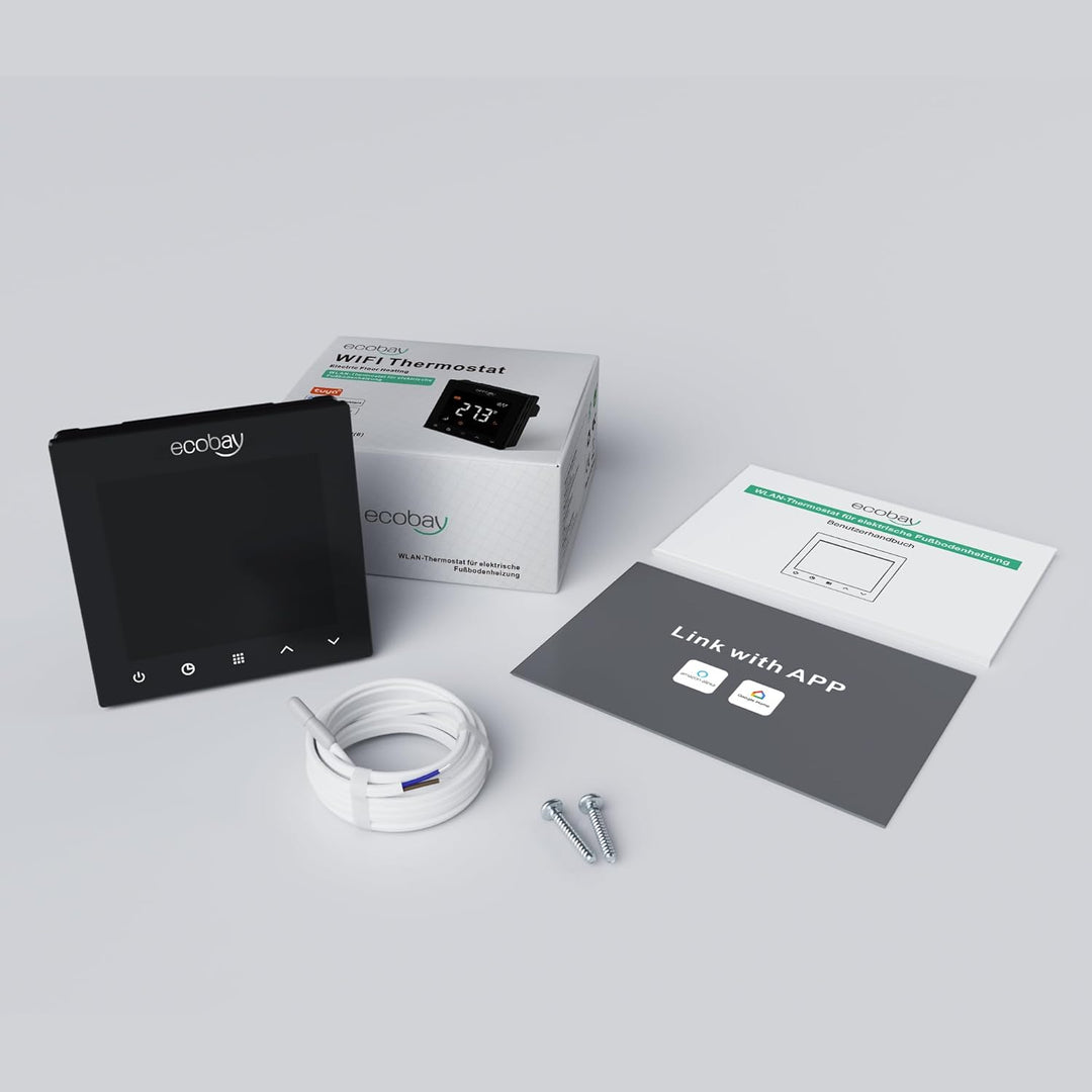 ECOBAY WLAN-Thermostat für elektrische Fussbodenheizung: Kompatibel mit Heizmatten und -kabeln, APP-