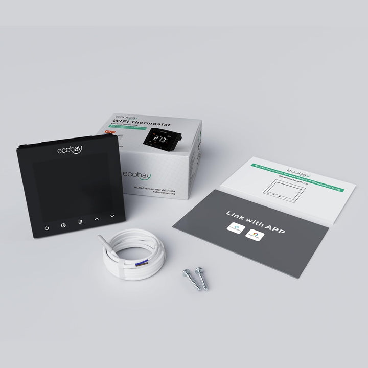 ECOBAY WLAN-Thermostat für elektrische Fussbodenheizung: Kompatibel mit Heizmatten und -kabeln, APP-