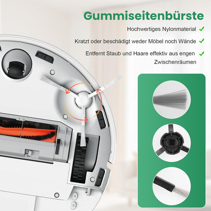27 Stück Zubehör für Xiaomi X20 Max / X20 Pro Saugroboter, 2 Hauptbürste, 6 Staubbeutel, 8 Wischpad,