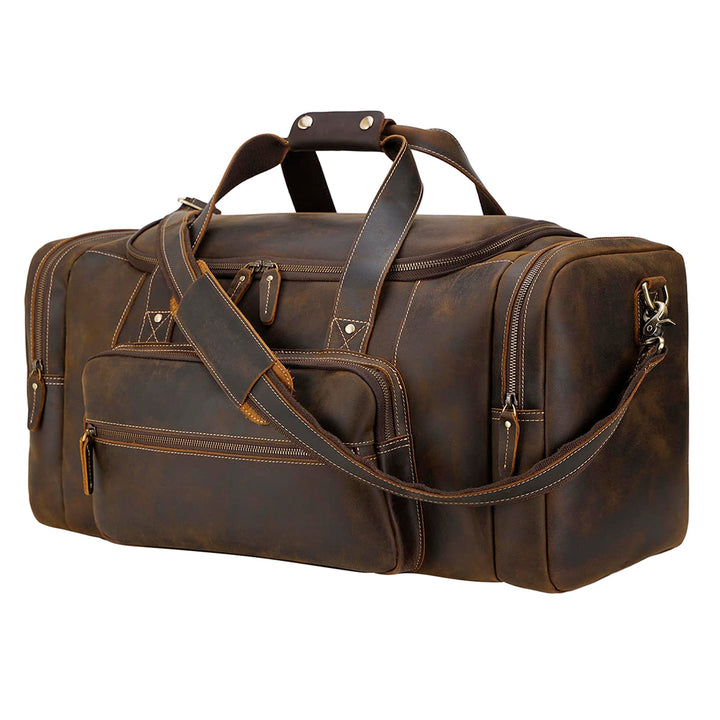 Polare Reisetasche für Herren, 58,4 cm, Vollnarbenleder, Wochenendtasche, Reisetasche Braun (66 Cm,