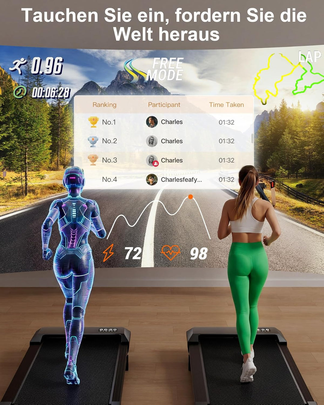 Raceable Walking Pad mit Steigung, Lacuffy Laufband für Zuhause mit APP-Steuerung, unter dem Schreib