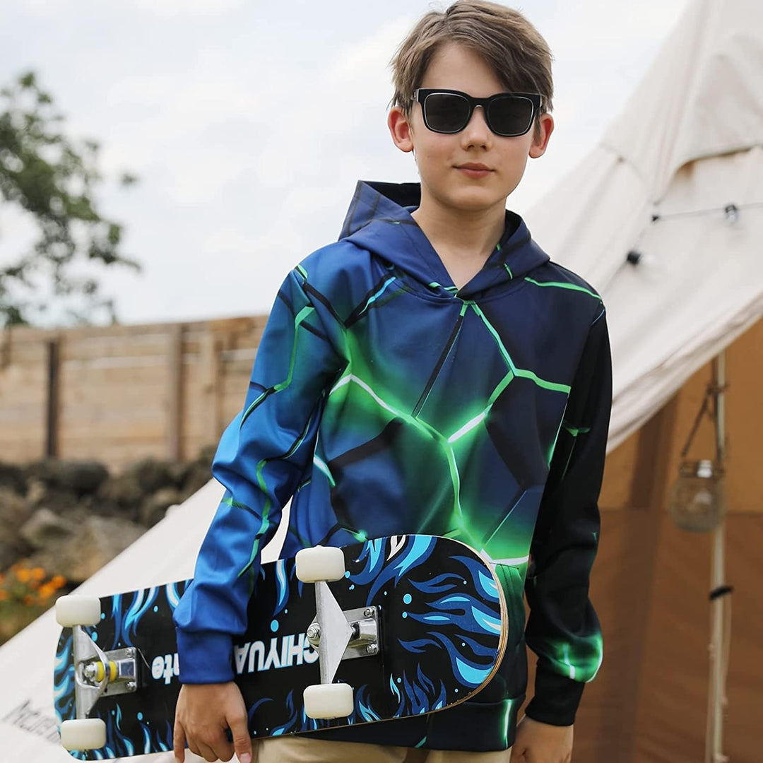 Loveternal Kinder Hoodie 3D Druck Kapuzenpullover Jungen Mädchen Langarm Pullover Mit Taschen 5-13 J