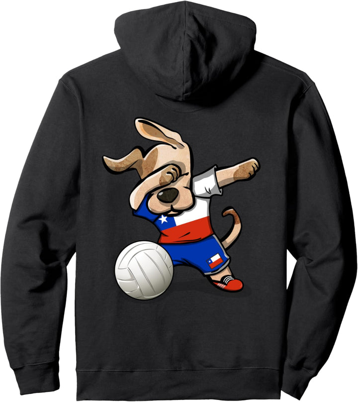 Lustiger Tupfender Hund Chile Volleyball Chilenische Flagge Pullover Hoodie