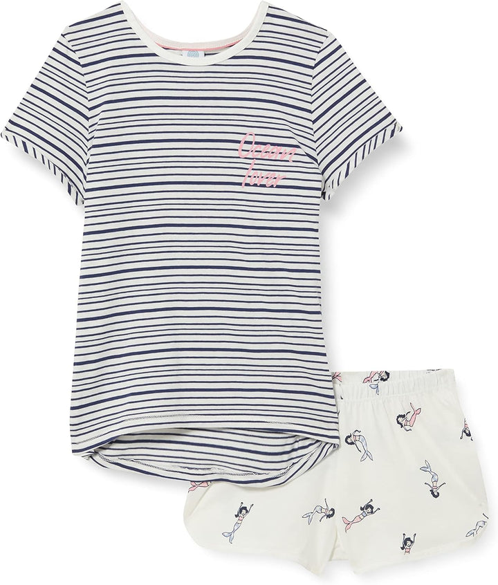Sanetta Mädchen Schlafanzug kurz blau Pyjamaset, Admiral, 128