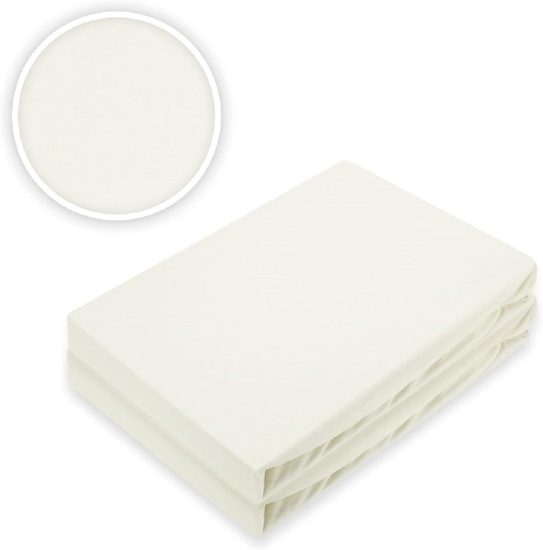 EXKLUSIV HEIMTEXTIL Jersey Spannbettlaken Doppelpack Rundumgummizug 200 x 220 cm Naturweiss Naturwei
