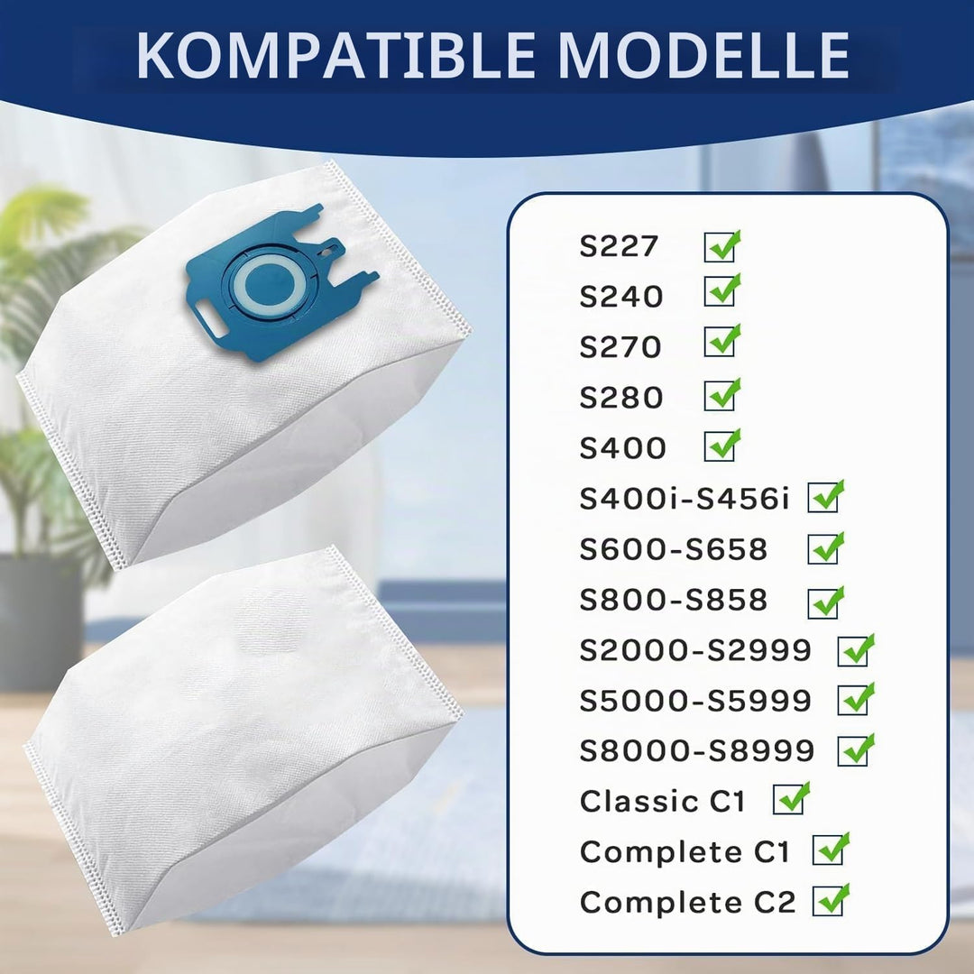 12 Staubsaugerbeutel kompatibel mit Miele GN, 3D Effizienz passend für Classic C1, komplett S2/S5/S8