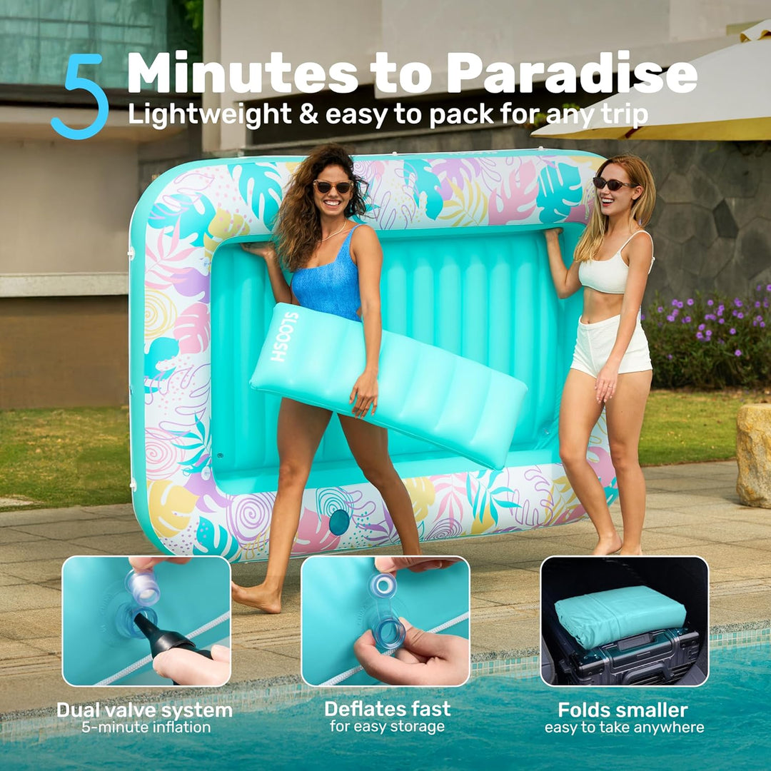 SLOOSH Aufblasbare Tanning Pool, 70" x 46"/ 85" x 57" Grosse aufblasbarer Luftmatratze für Erwachsen