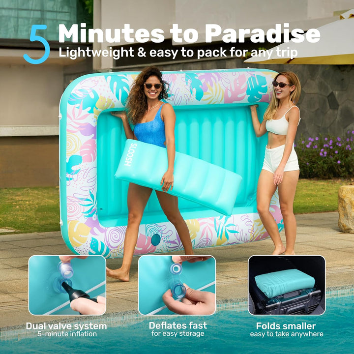 SLOOSH Aufblasbare Tanning Pool, 70" x 46"/ 85" x 57" Grosse aufblasbarer Luftmatratze für Erwachsen