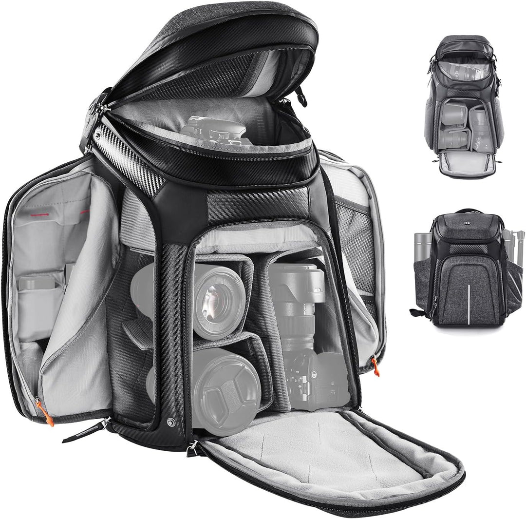 K&F Concept Wasserdichter Professioneller Kamerarucksack,Fotorucksack für 2 Kameras und 15,6 Zoll La