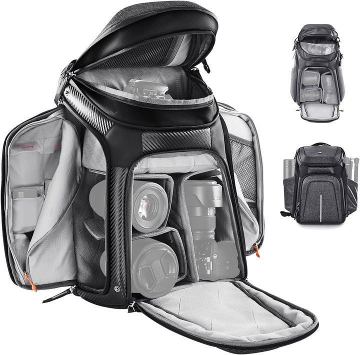 K&F Concept Wasserdichter Professioneller Kamerarucksack,Fotorucksack für 2 Kameras und 15,6 Zoll La