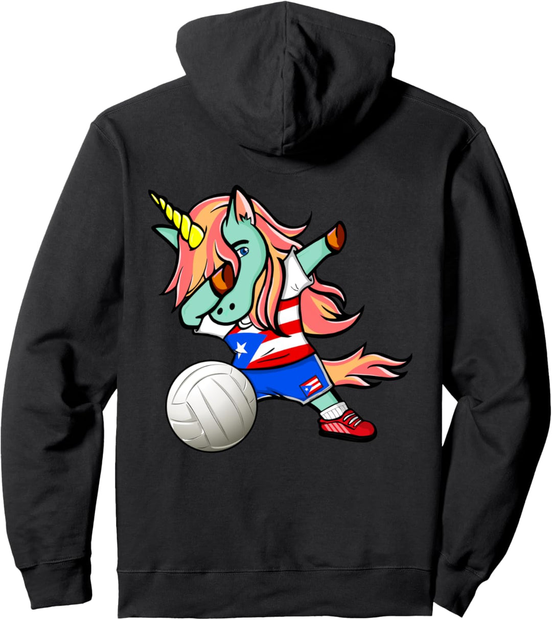 Einhorn Puerto Rico Volleyball Puertoricanische Flagge Sport Pullover Hoodie