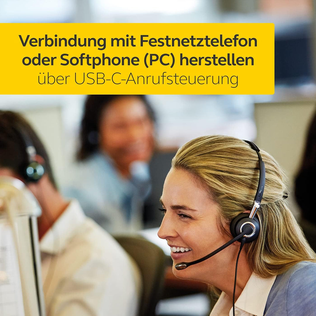Jabra Q711383 Biz 2400 II Duo USB Call-Center-Kabel-HeadsetfürUC/Softphones/USB-Tischtelefone,Contro
