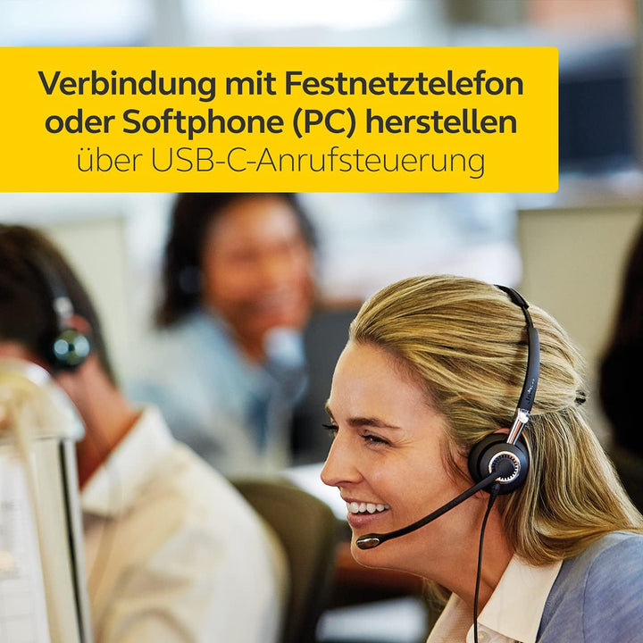 Jabra Q711383 Biz 2400 II Duo USB Call-Center-Kabel-HeadsetfürUC/Softphones/USB-Tischtelefone,Contro