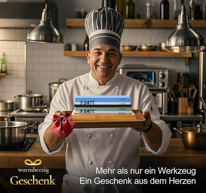 S SATC Schleifstein Messer Set Körnung 400/1000/3000/8000 Wetzstein Messer Schärfen Messerschärfer m
