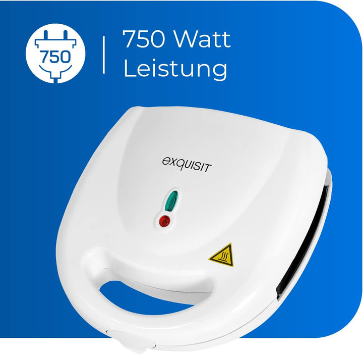 Exquisit Sandwichtoaster ST 3101 we | Dreieck-Sandwich | Antihaft | 750 W Leistung | Weiss | Überhit