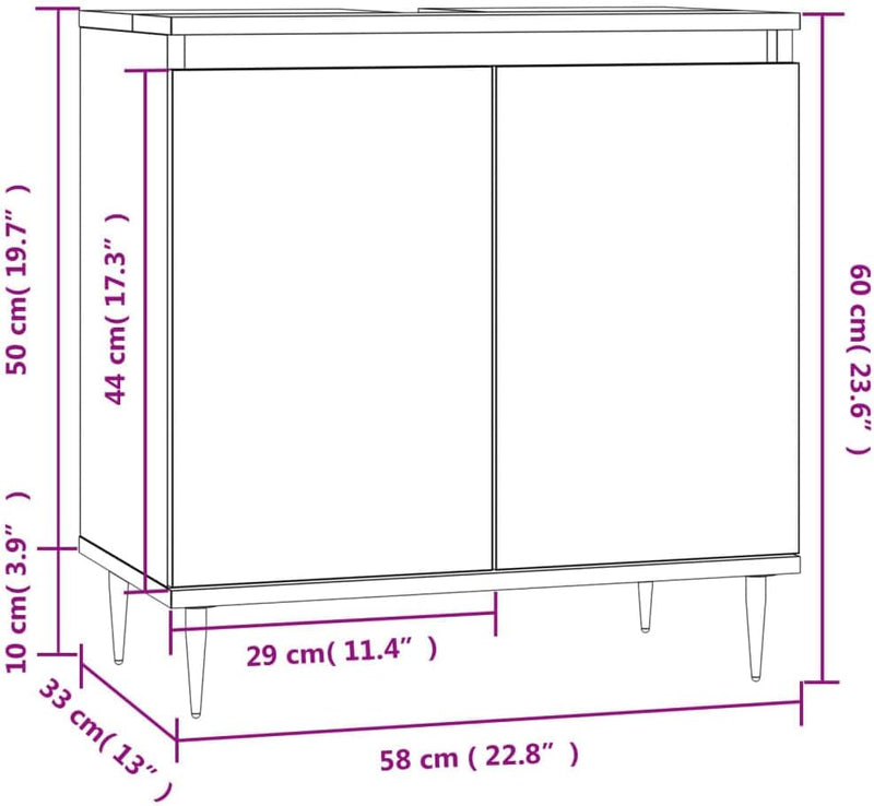 Gecheer Badschrank Badezimmerschrank Badmöbel Mit 1 grosses Fach mit 2 Türen Badezimmermöbel Aufbewa